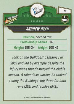 2006 Select Accolade #13 Andrew Ryan Back
